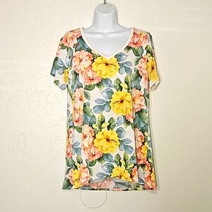 LuLaRoe floral v neck simply comfortable short sleeve tee Large
